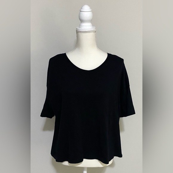 Old Navy Tops - Old Navy Womens XL Solid Black Short Sleeve Oversized Crop Top Comfy Loungewear